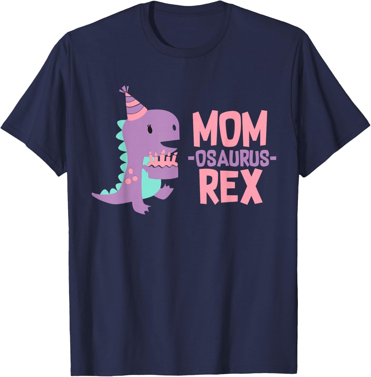 Mom Dinosaur Family Matching Birthday Girls Party Daughter T-Shirt - T-Shirt | Navy