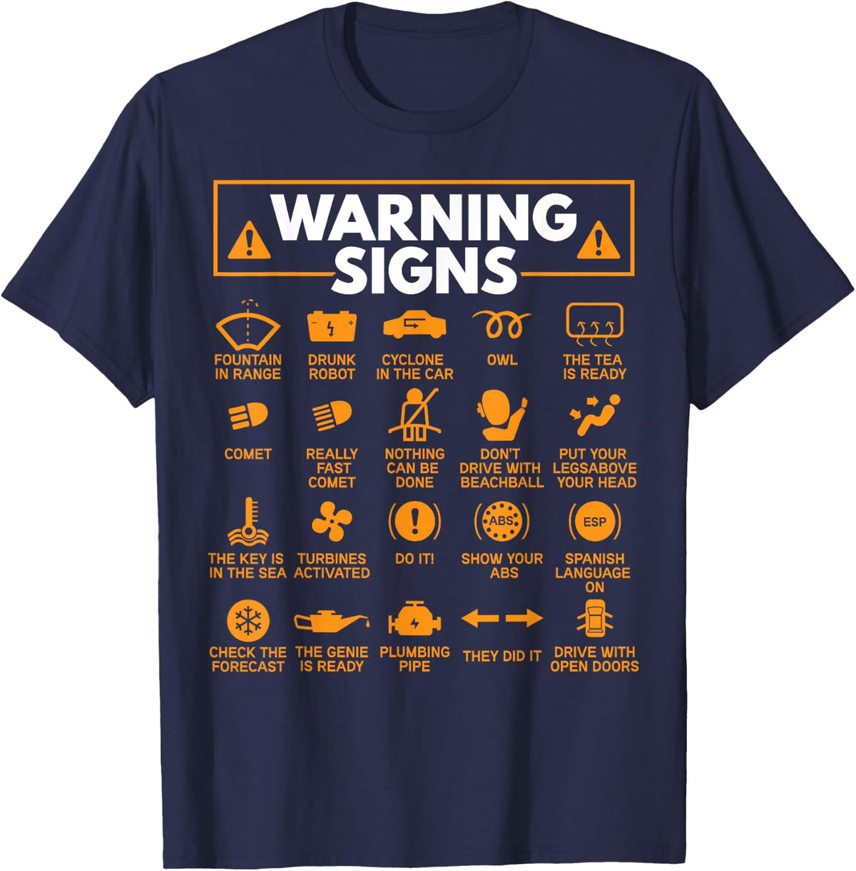 Warning Signs 101 Funny Car Mechanic Gift Gift Car Funny T-Shirt - T-Shirt | Navy