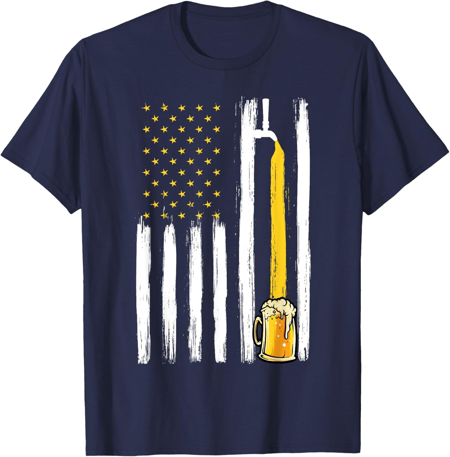 Craft Beer American Flag USA 4th Of July Brewery America Women Men T-Shirt - T-Shirt | Navy