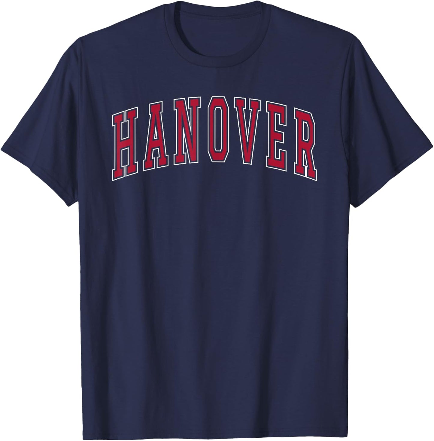 Hanover Virginia Souvenir College Style Red Text T-Shirt - T-Shirt | Navy
