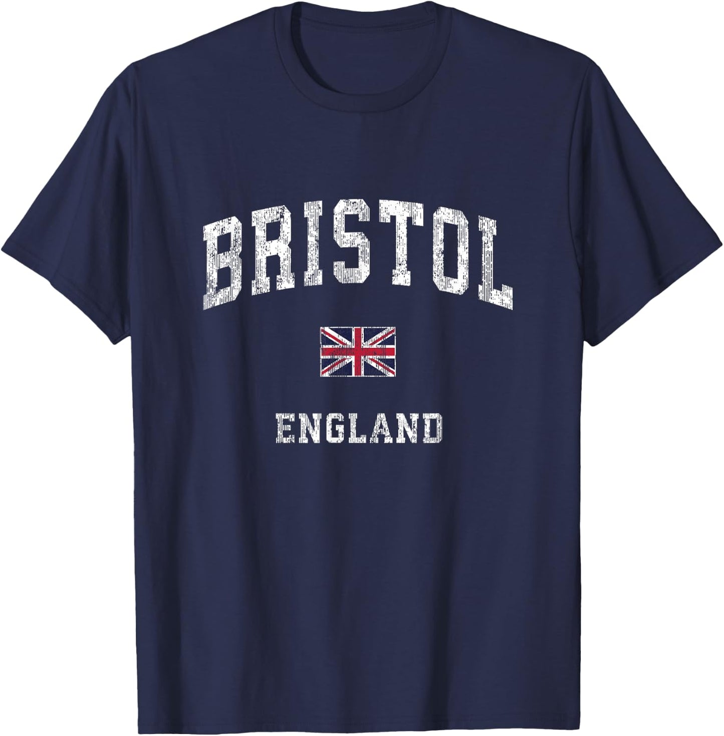 Bristol England Vintage Athletic Sports Design T-Shirt - T-Shirt | Navy