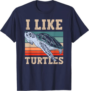 I Like Turtles Lover Turtle Pet Animal T-Shirt - T-Shirt | Navy