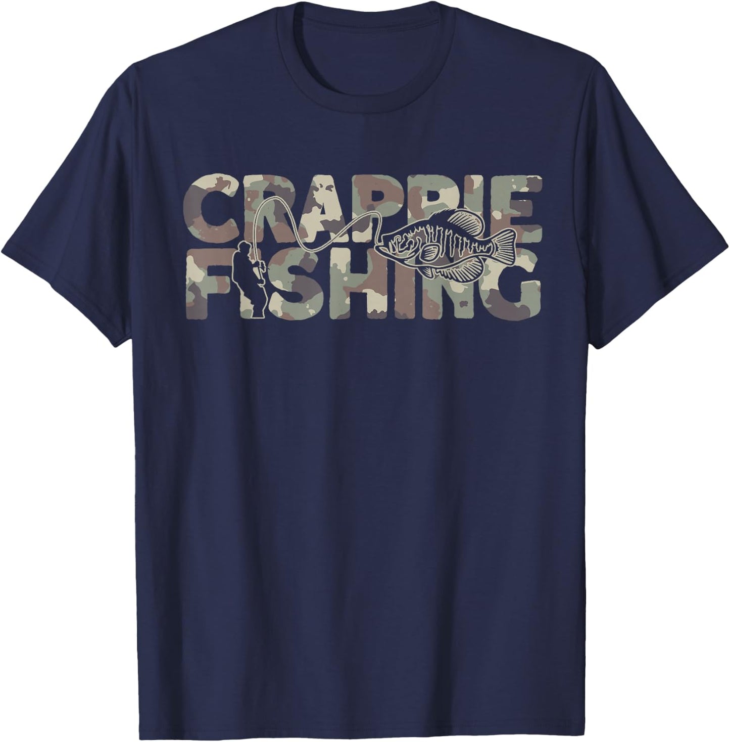 Crappie Fisherman Camouflage Crappie Fishing T-Shirt - T-Shirt | Navy