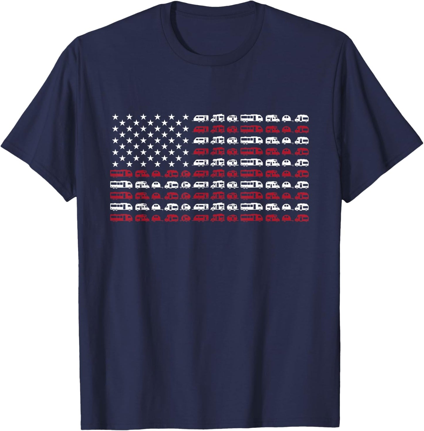Motorhome RV Campervan July 4th American Flag T-Shirt - T-Shirt | Navy
