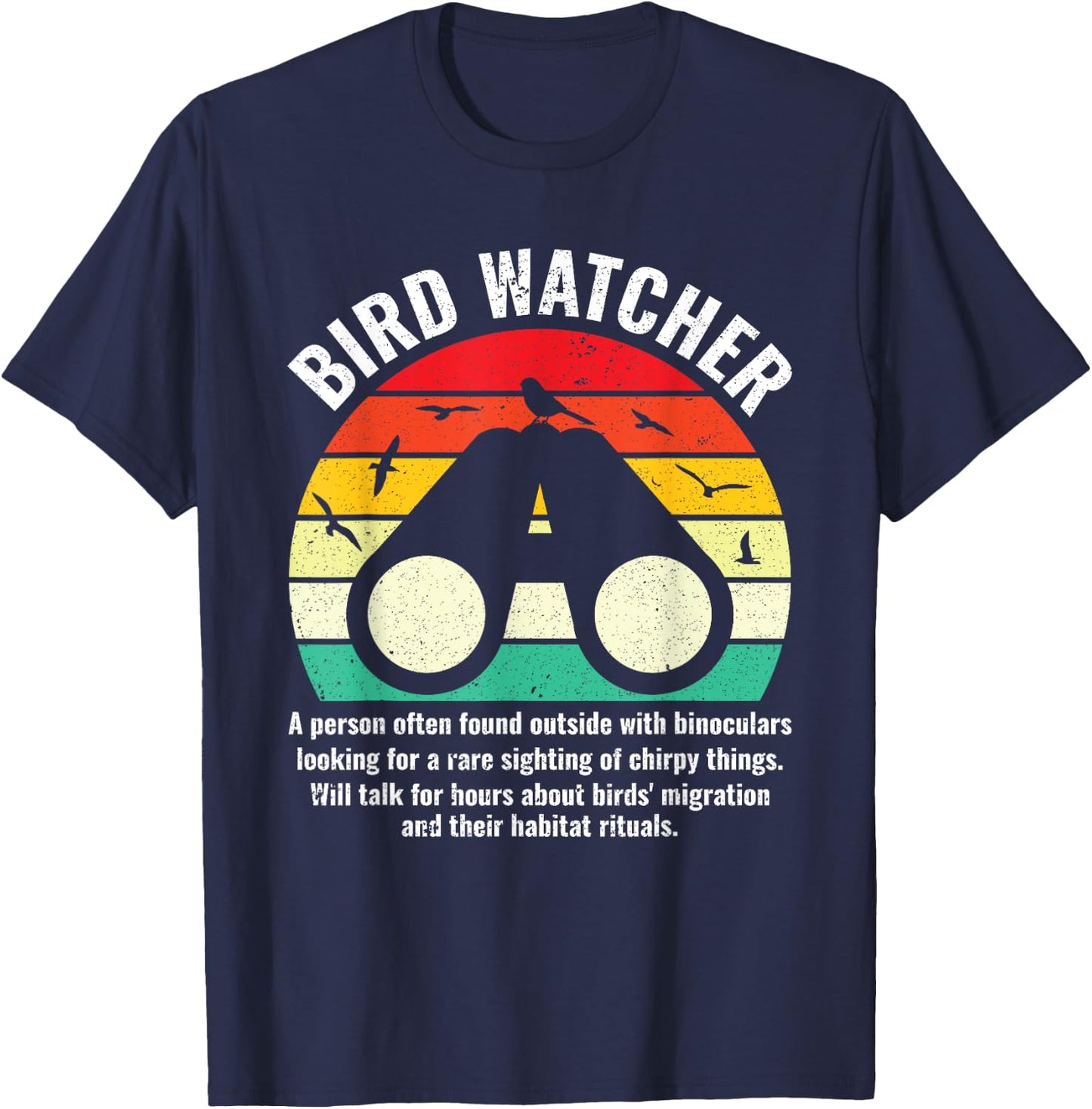 Funny Bird Watcher Definition Birder Bird Watching T-Shirt - T-Shirt | Navy