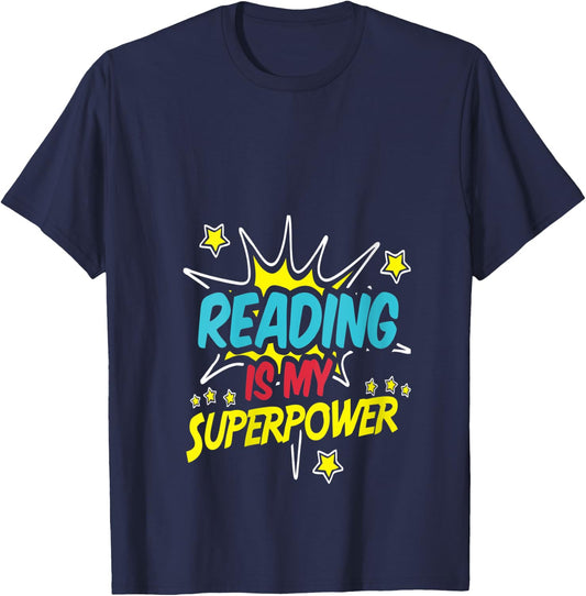 Reading Is My Superpower Book Nerd Funny Gift V-Neck T-Shirt - T-Shirt | Navy