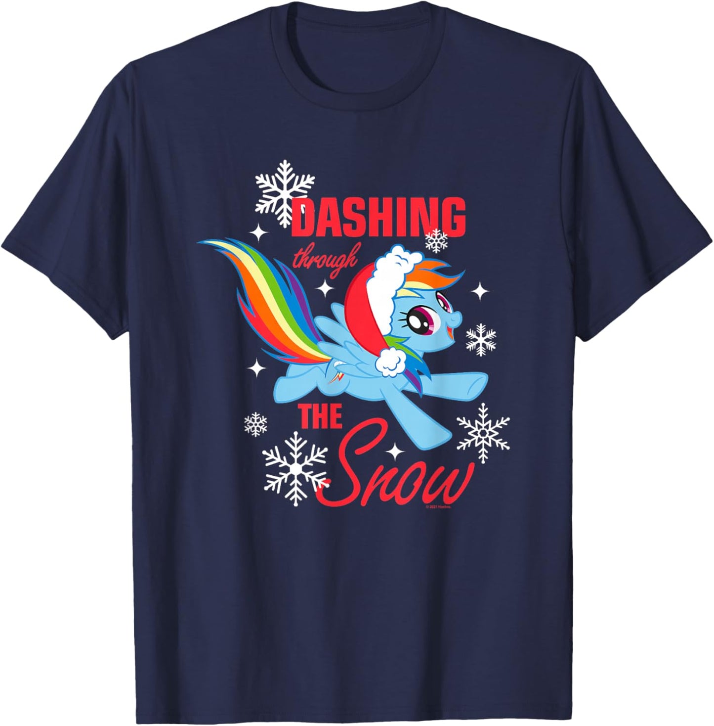 My Little Pony Christmas Rainbow Dashing Through The Snow T-Shirt - T-Shirt | Navy