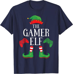 Gamer Elf Matching Group Xmas Gaming Funny Family Christmas T-Shirt - T-Shirt | Navy