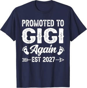 Promoted to Gigi Again Est 2027 Family T-Shirt - T-Shirt | Navy