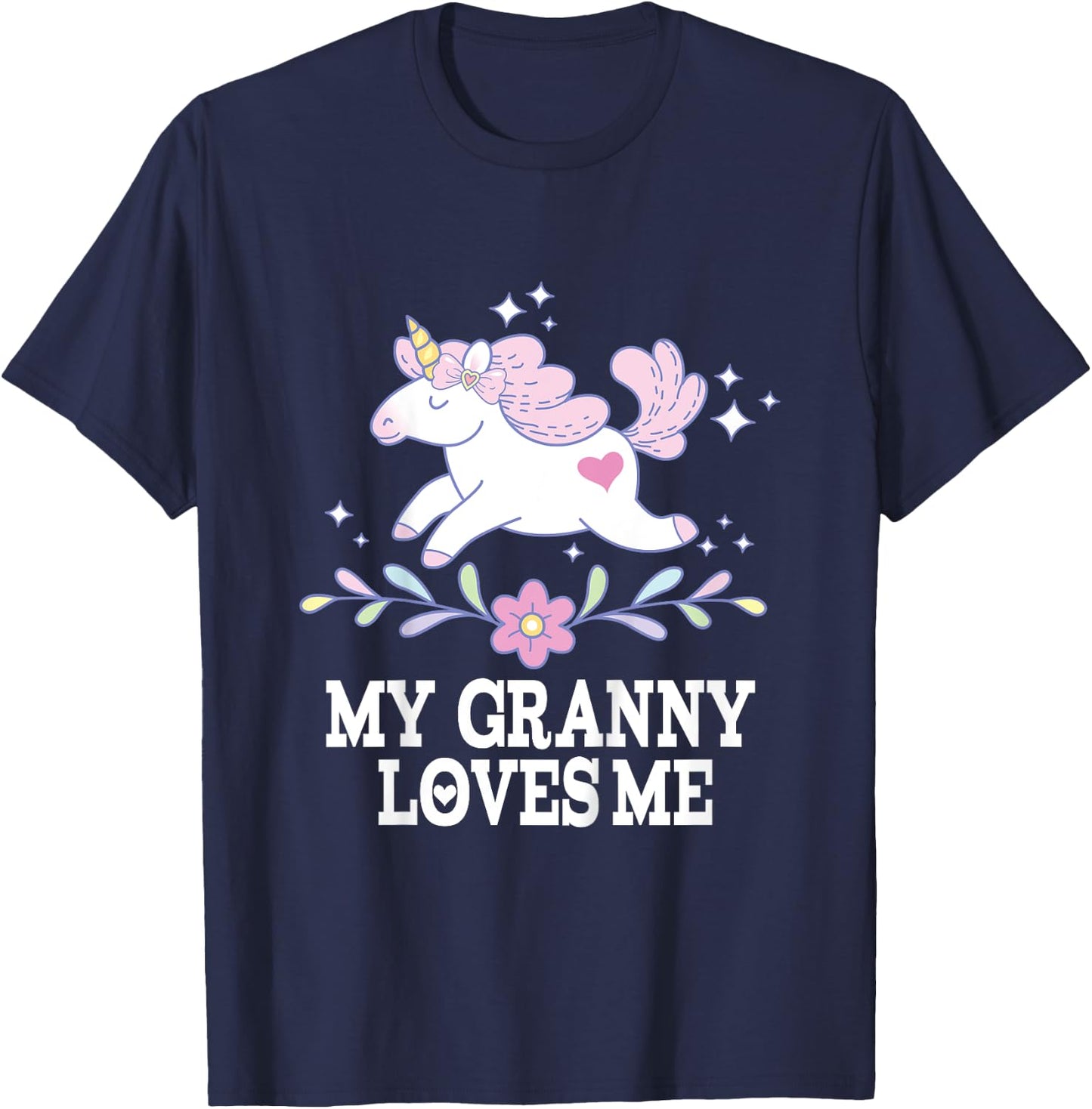 My Granny Loves Me Granddaughter Girl Unicorn T-Shirt - T-Shirt | Navy