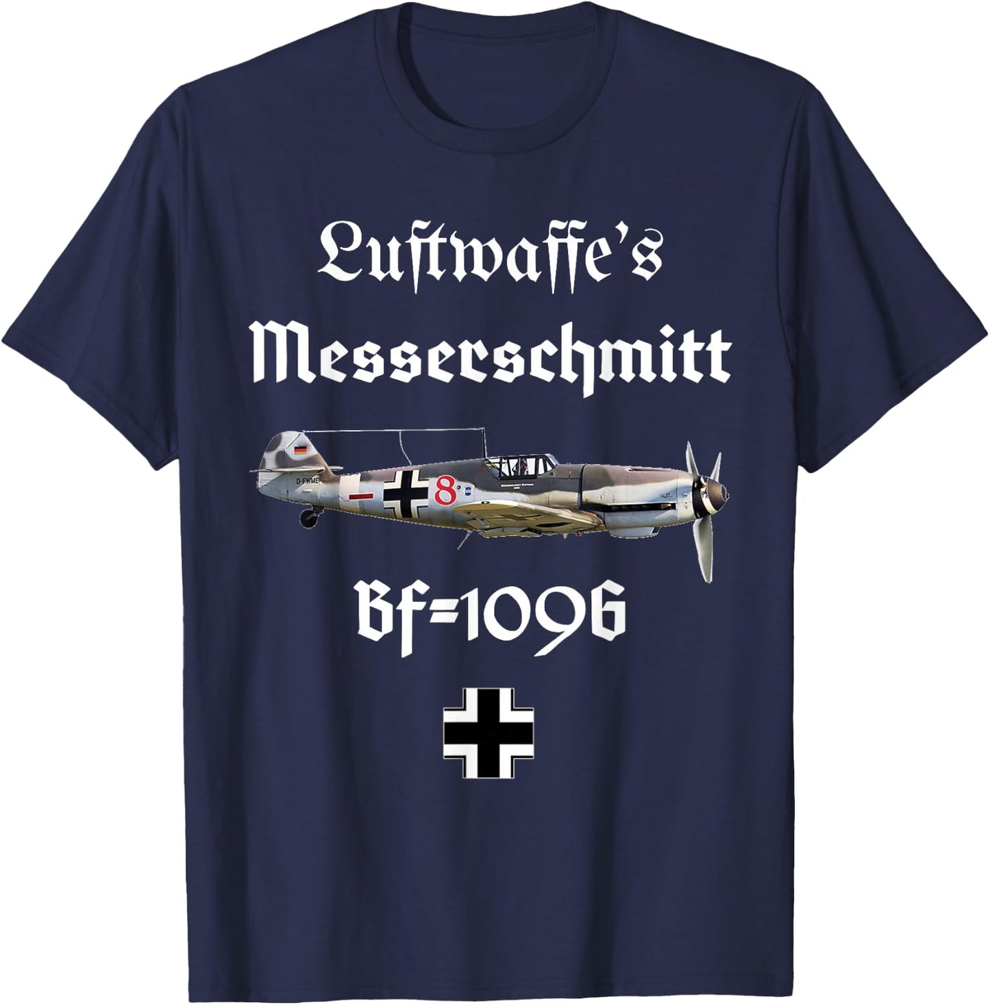 Messerschmitt BF-109G WWII German Airplane T-Shirt - T-Shirt | Navy