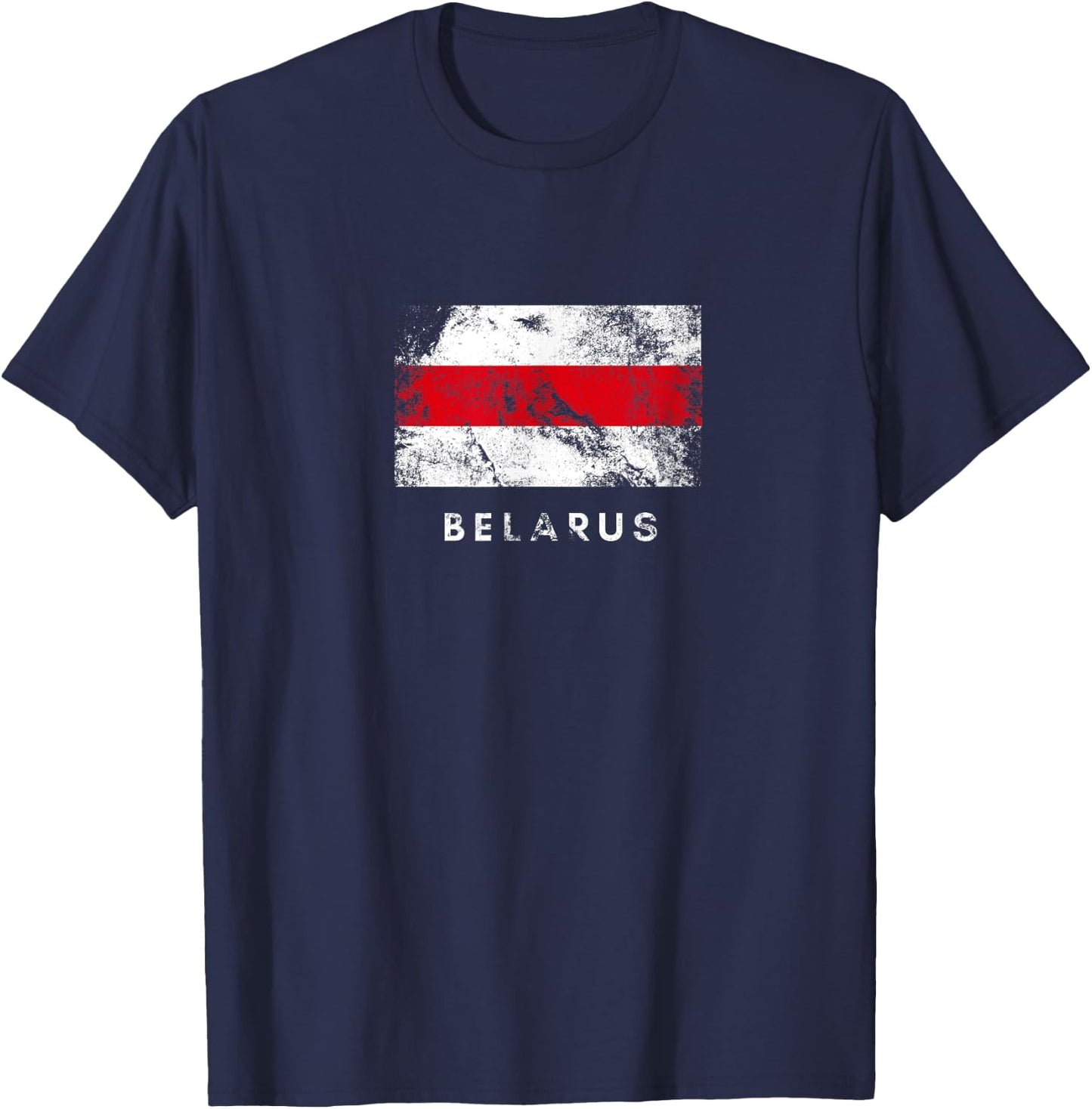 Classic Belarus Flag White Red White Crunge T-Shirt - T-Shirt | Navy