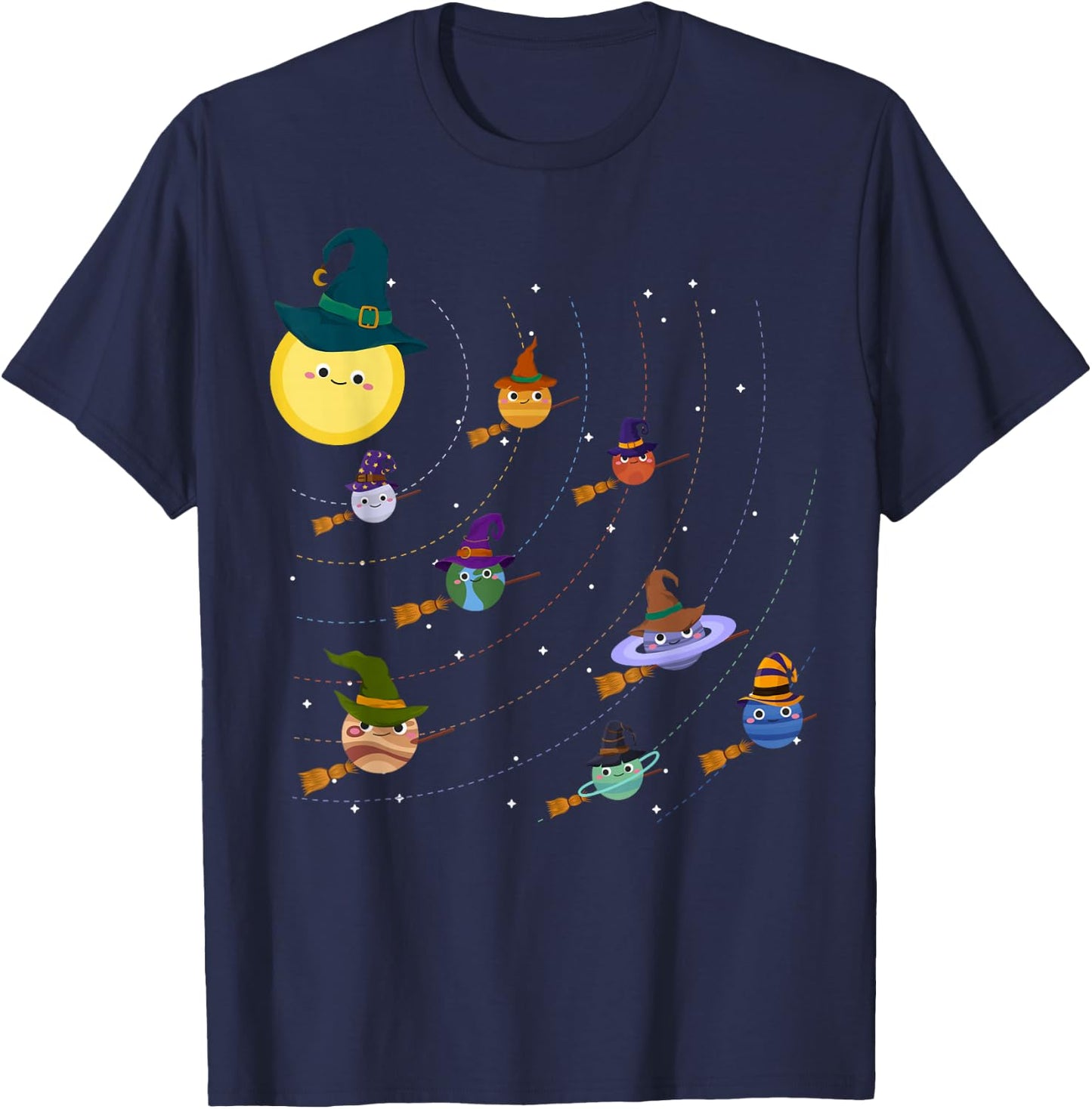 Funny Halloween Solar System Witch Planets - Space Astronaut T-Shirt - T-Shirt | Navy