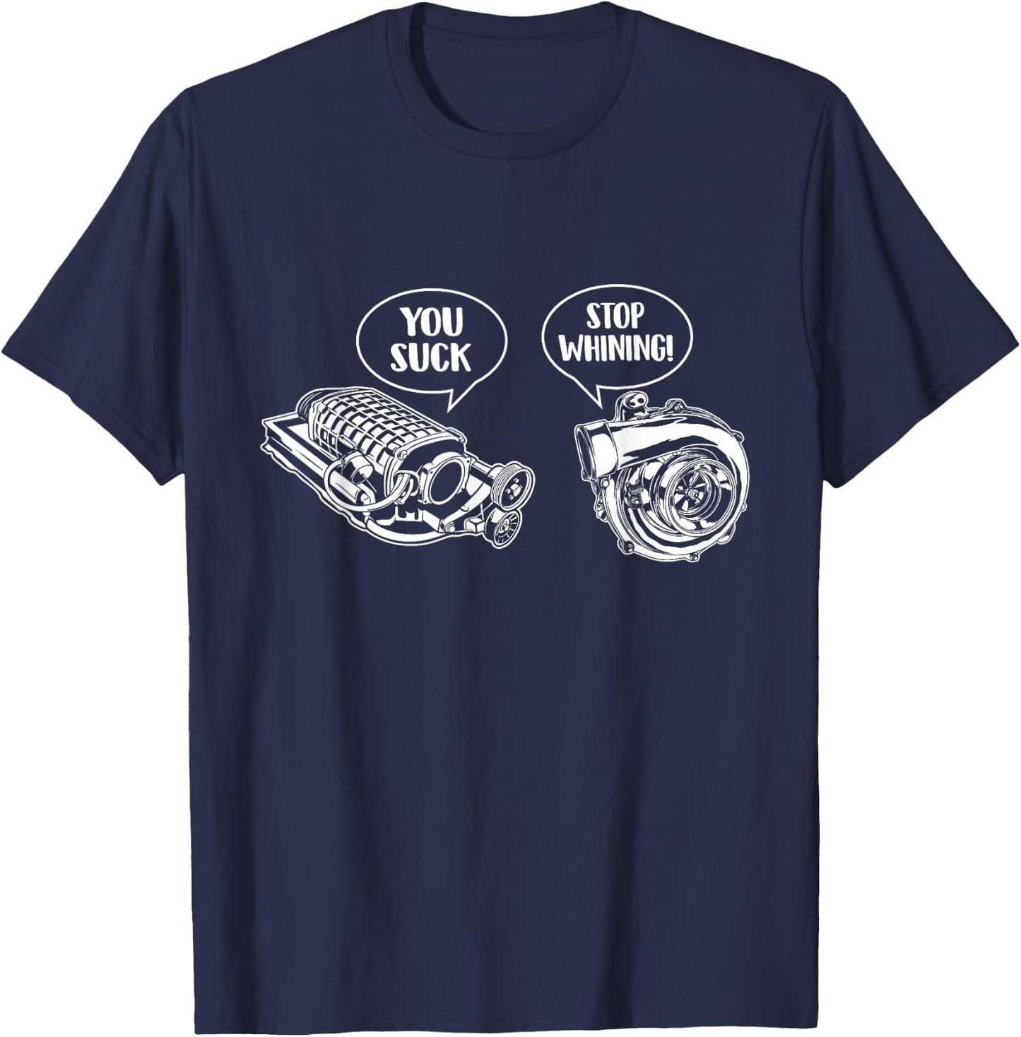Turbocharger vs Supercharger - Car Guy Auto Mechanic T-Shirt - T-Shirt | Navy
