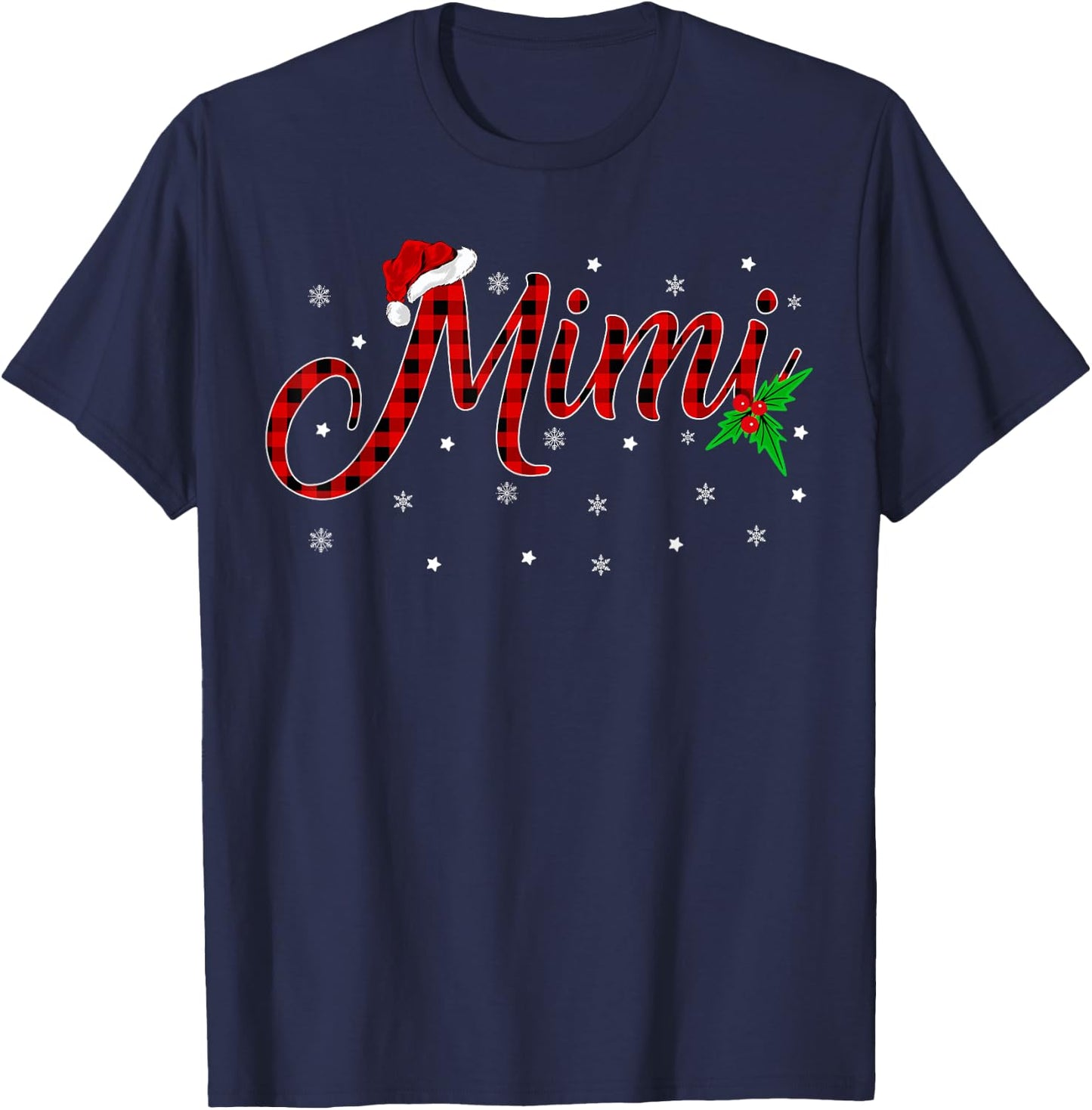 Funny Matching Family Buffalo Plaid Mimi Christmas Pajama T-Shirt - T-Shirt | Navy