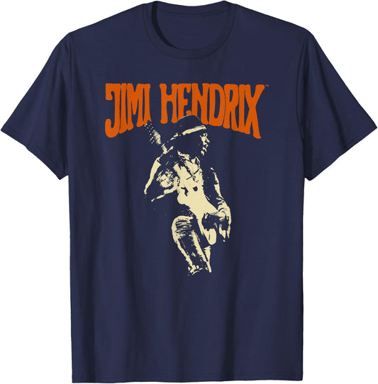 Jimi Hendrix , Men's Black Classic Fit Short Sleeve Cotton , Small T-Shirt - T-Shirt | Navy