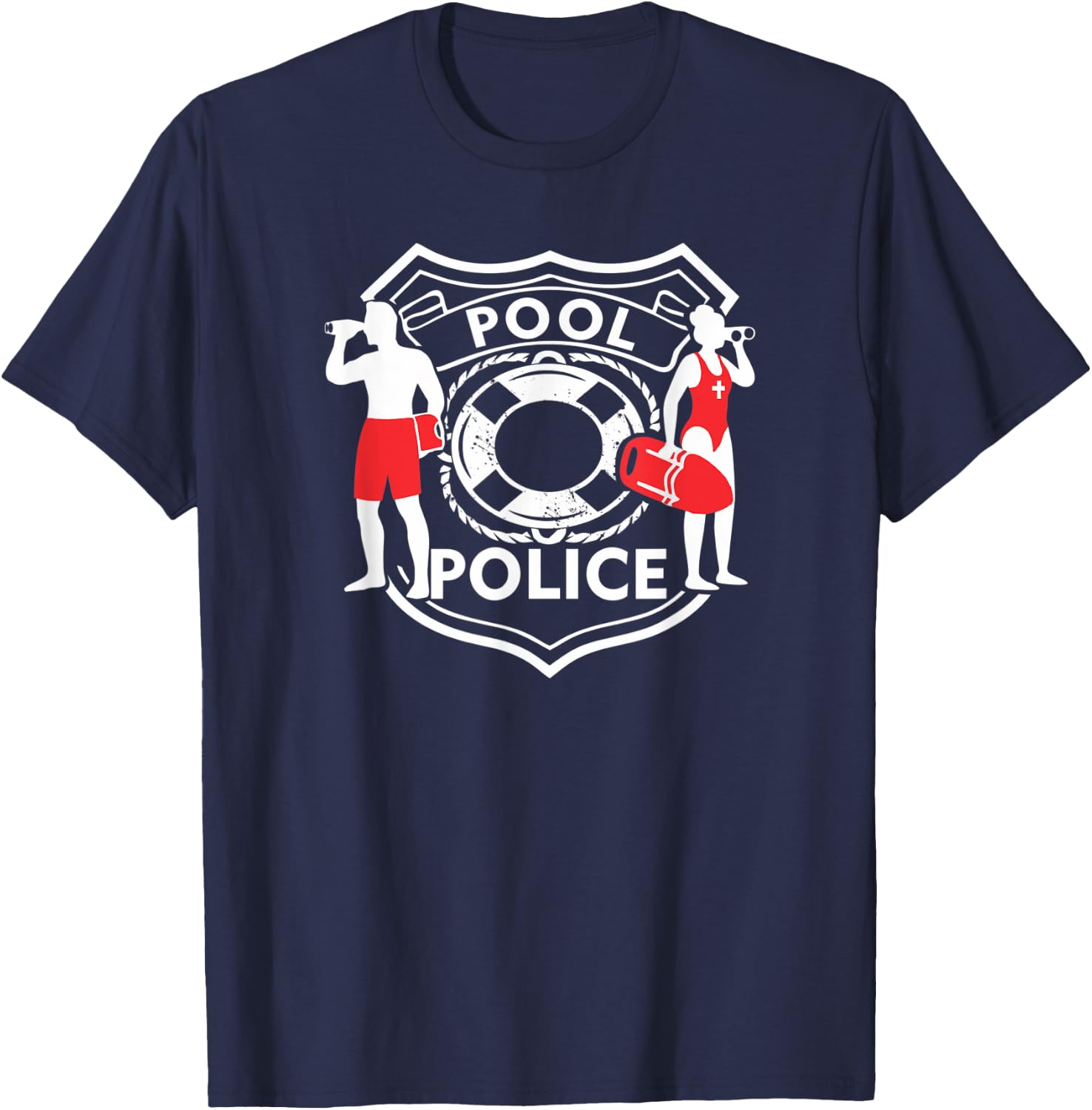 Pool Police, Lifeguard, Funny Pool, Security T-Shirt - T-Shirt | Navy