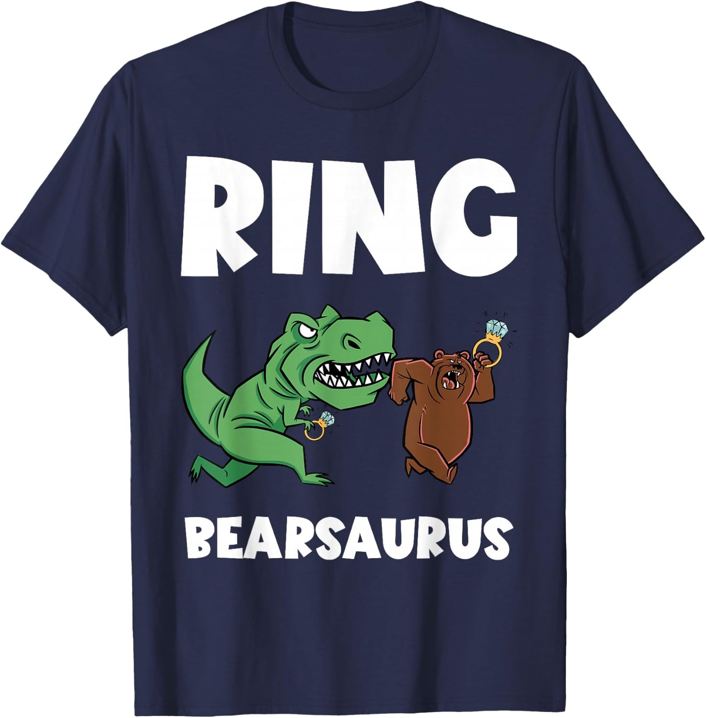 Funny Ring Bearer Security Bear Dino Wedding Party Ring T-Shirt - T-Shirt | Navy