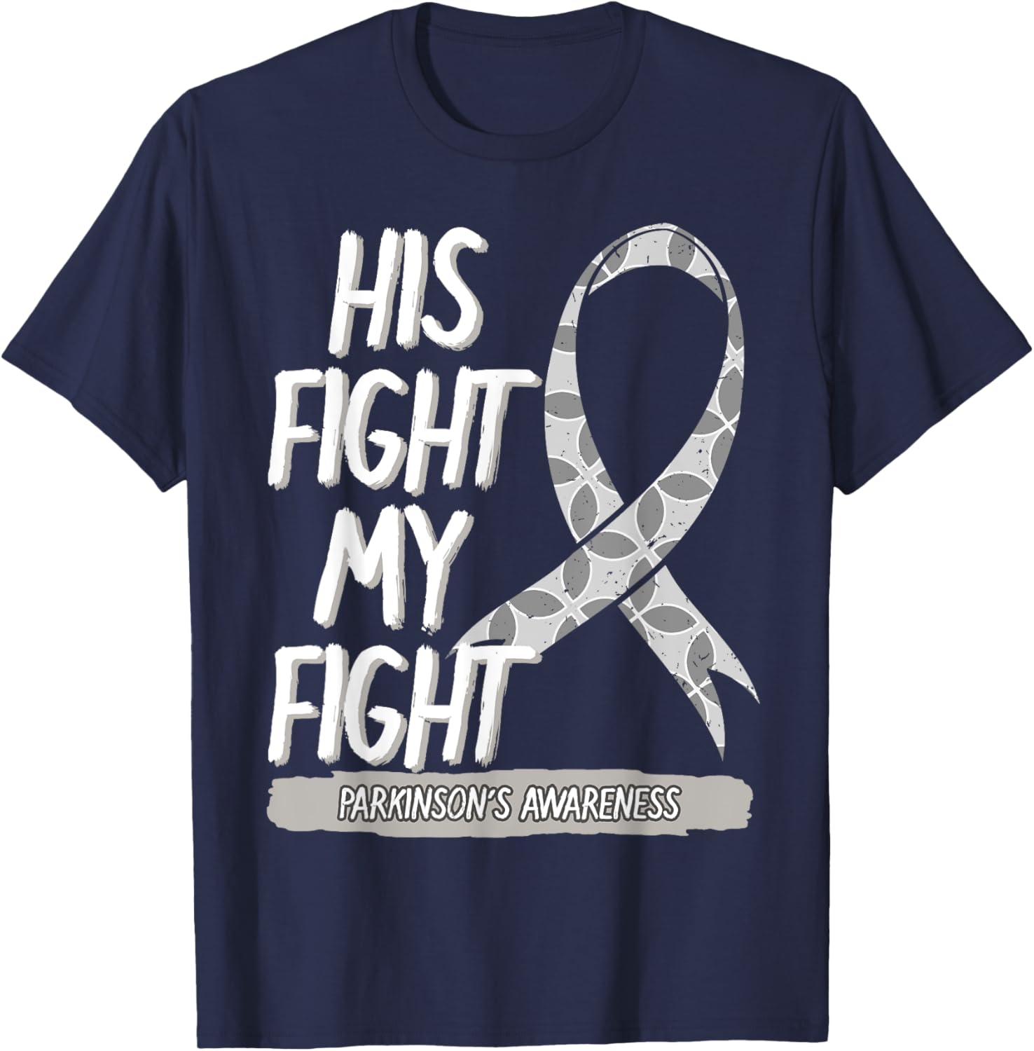 Parkinson's Awareness Idiopathic Shaking Palsy Gray Ribbon T-Shirt - T-Shirt | Navy
