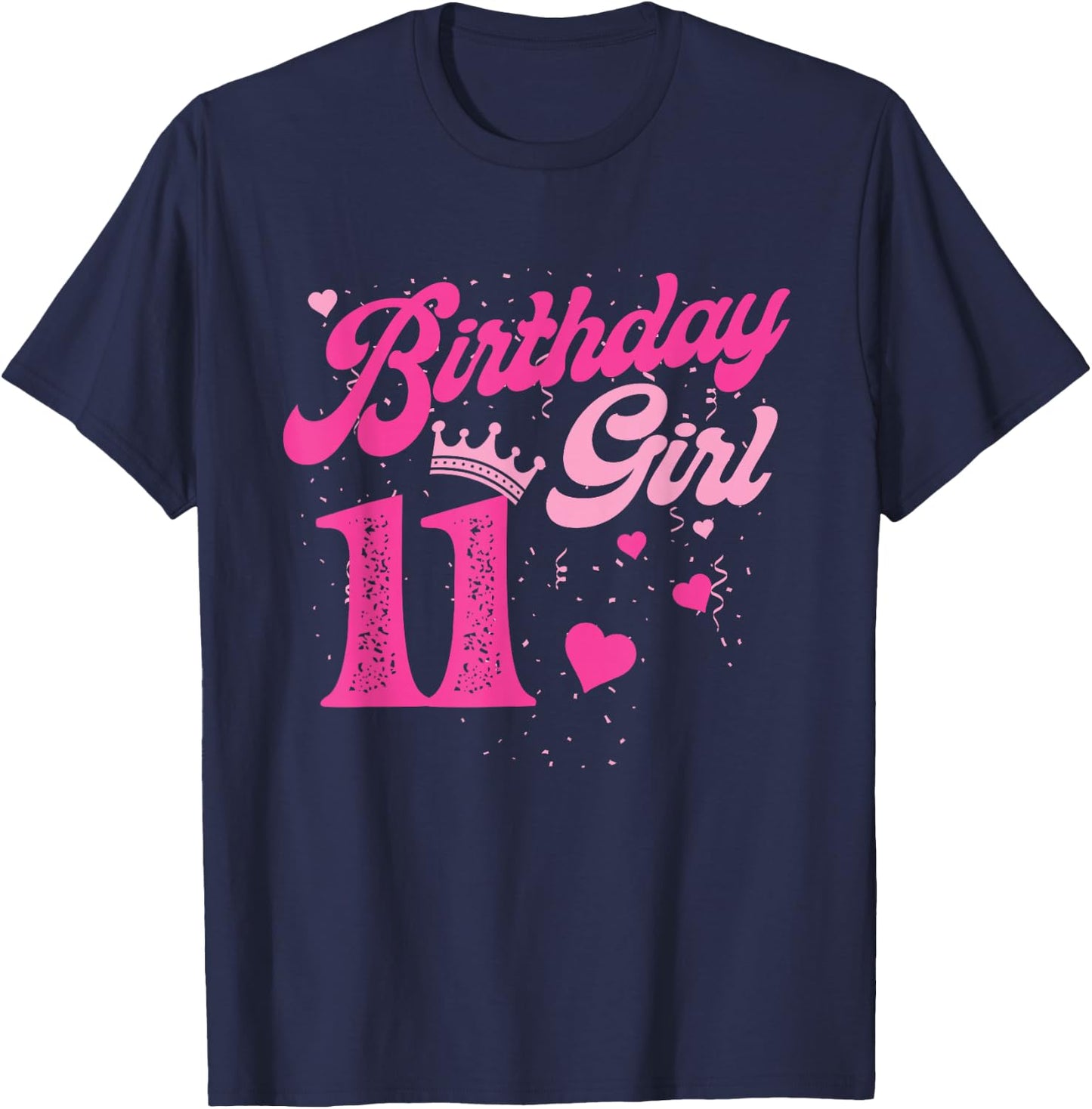 11th Birthday Girl Crown 11 Years Old Bday T-Shirt - T-Shirt | Navy