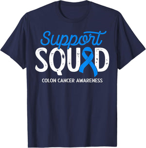 Colon Cancer Awareness Support Squad Warrior Survivor Crew T-Shirt - T-Shirt | Navy
