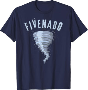 5th Birthday Tornado Shirt, Turning five Fivenado Gift T-Shirt - T-Shirt | Navy