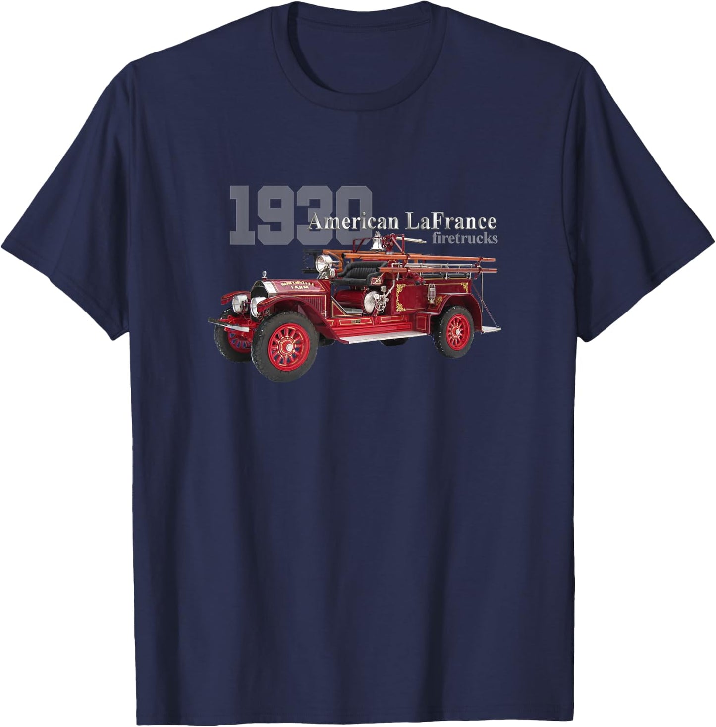 Classic Trucks, Vintage Firetrucks, 1930 Firetruck, Firemen T-Shirt - T-Shirt | Navy