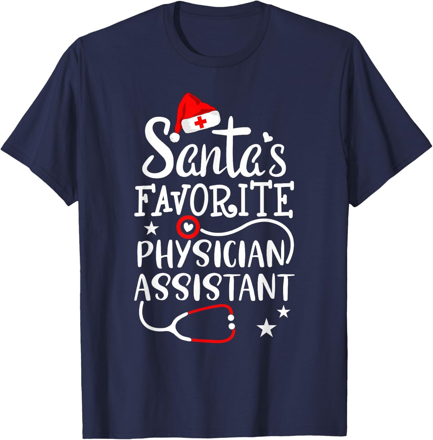 Santa's Favorite Physician Assistant Christmas Healthcare PA T-Shirt - T-Shirt | Navy