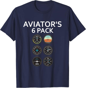 Aviator Pack of 6 : Pilot Novelty Humour T-Shirt - T-Shirt | Navy