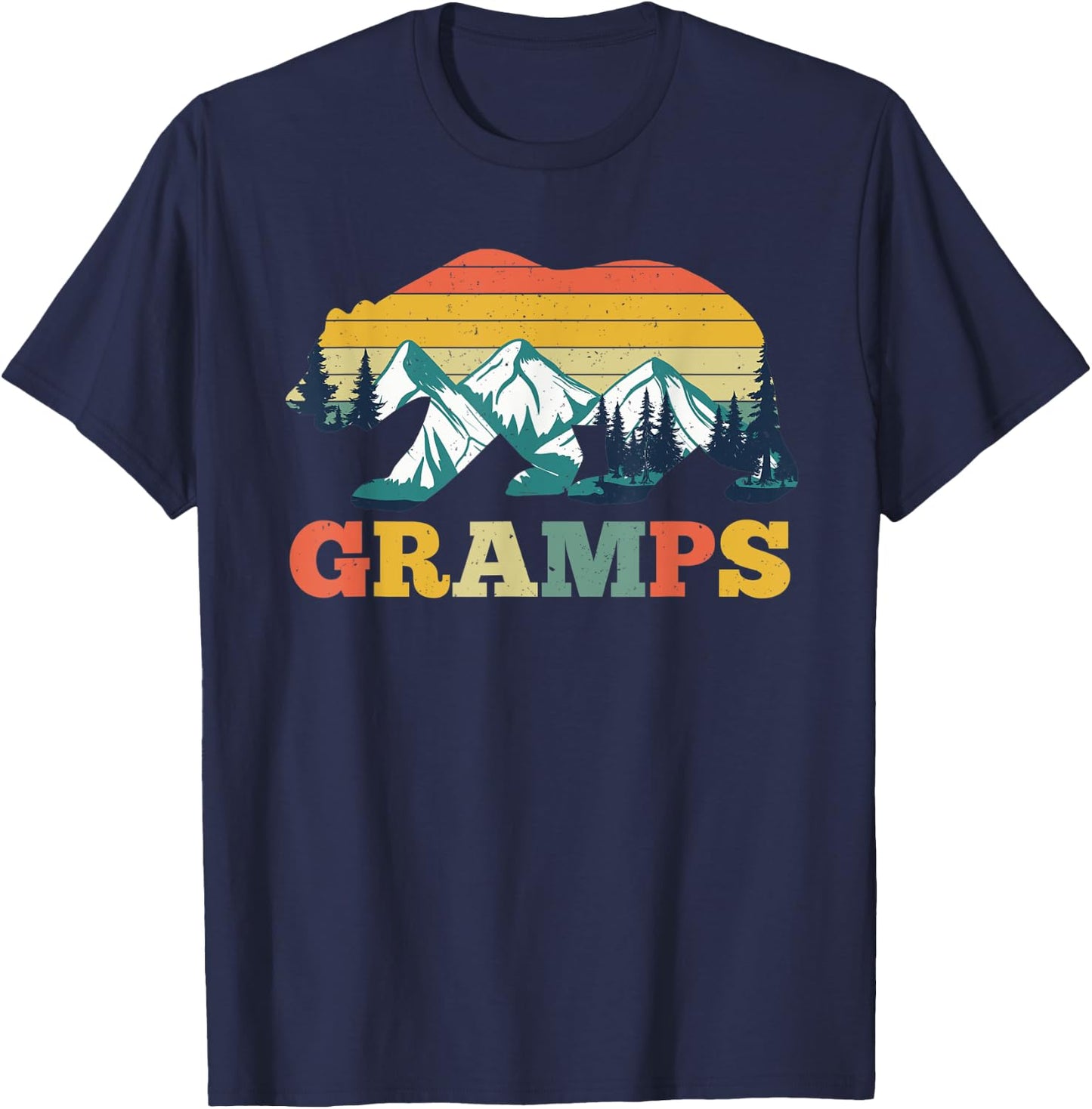 Vintage Gramps Bear Camper Camping Mountain Father's Day T-Shirt - T-Shirt | Navy