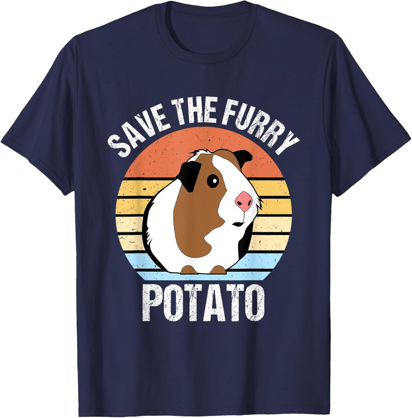 Save The Furry Potato Funny Guinea Pig T-Shirt - T-Shirt | Navy