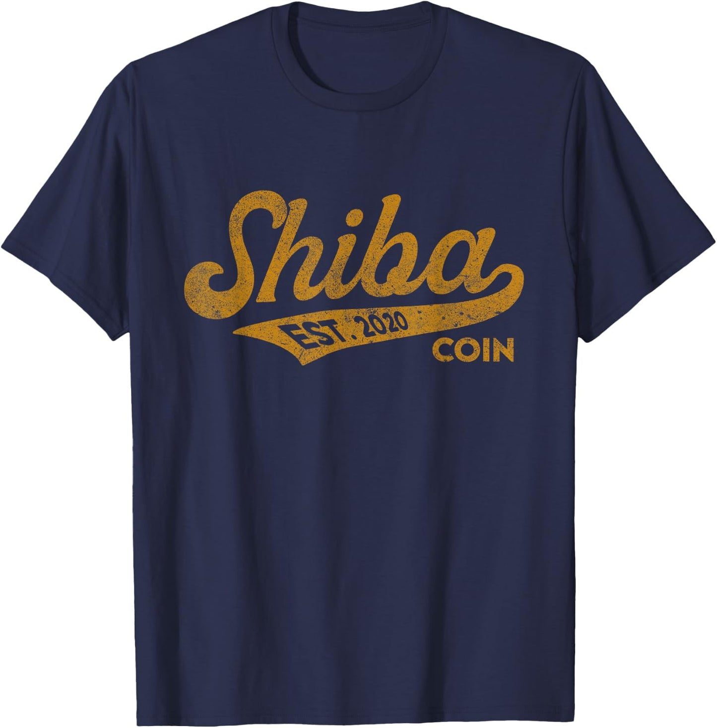 Retro Shiba Inu Coin Script Bold Font Shibacoin Crypto T-Shirt - T-Shirt | Navy