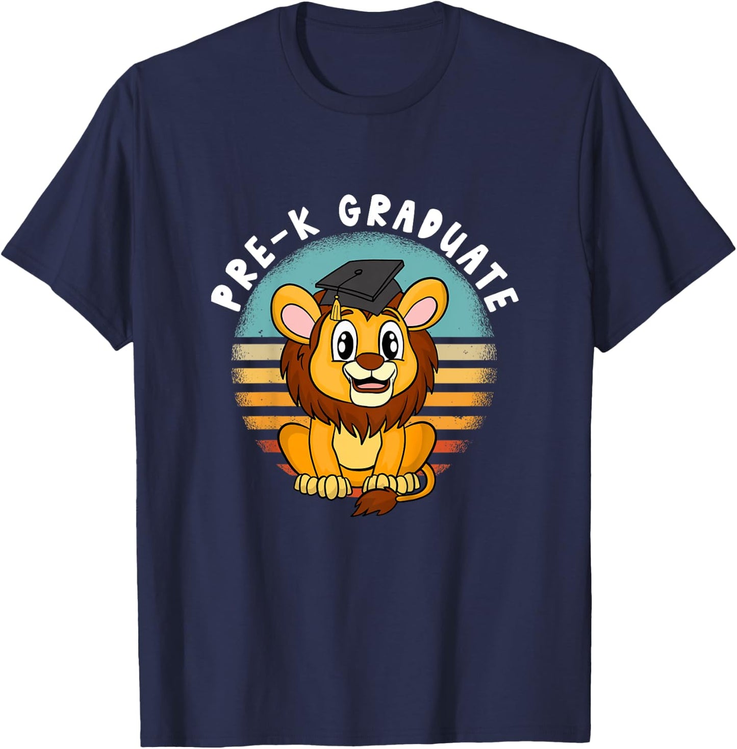 Pre-K Graduate Lion - Cute Preschool Graduation Cap Tassel T-Shirt - T-Shirt | Navy