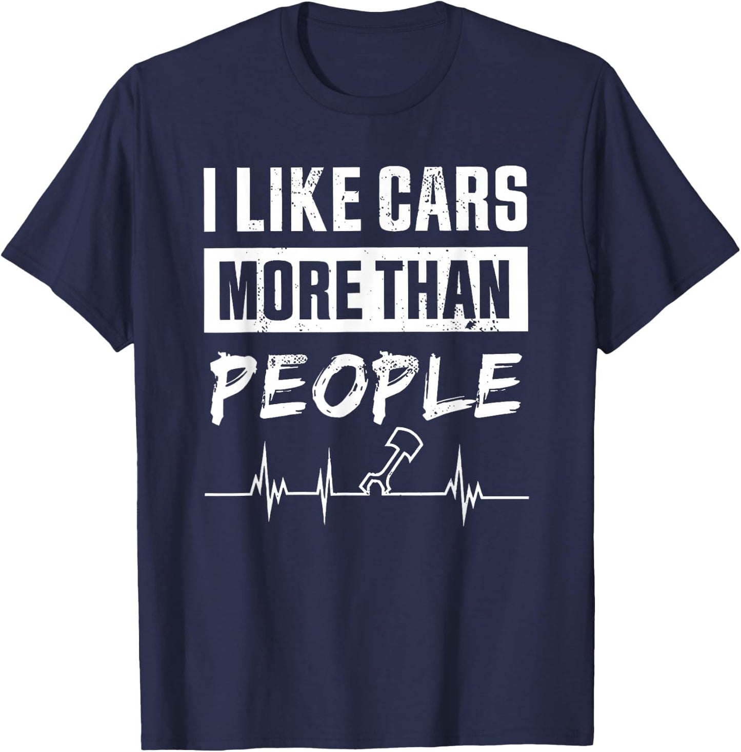 I Like Cars More Than People T-Shirt - T-Shirt | Navy