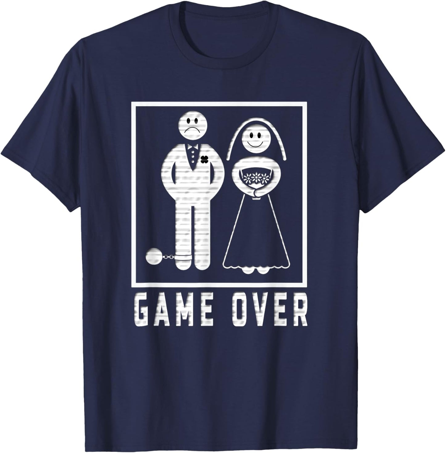 Game Over Wedded Funny Bachelor's Wedding Men & Women T-Shirt - T-Shirt | Navy