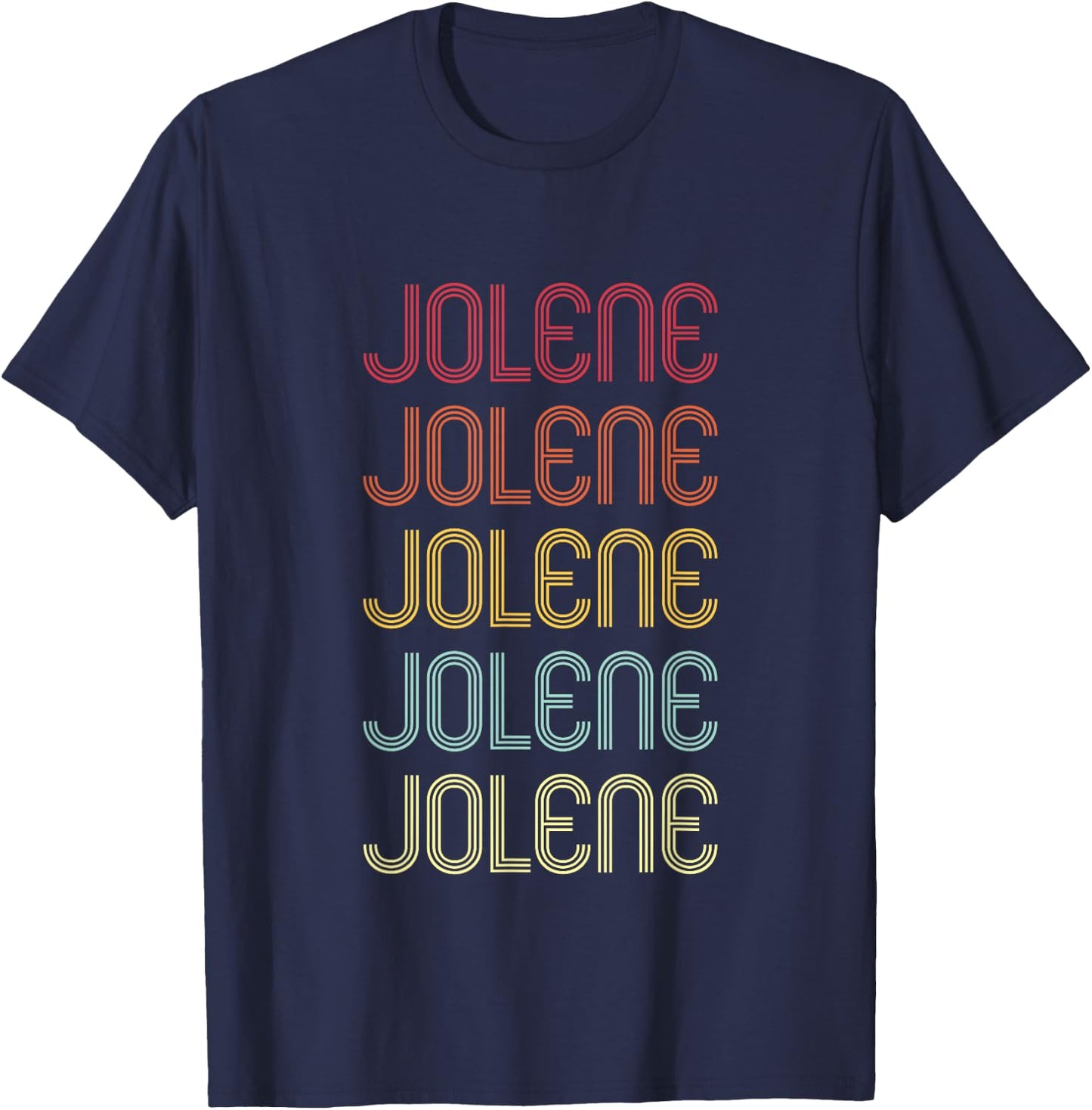 Jolene Retro Wordmark Pattern Vintage Personalized 70s T-Shirt - T-Shirt | Navy