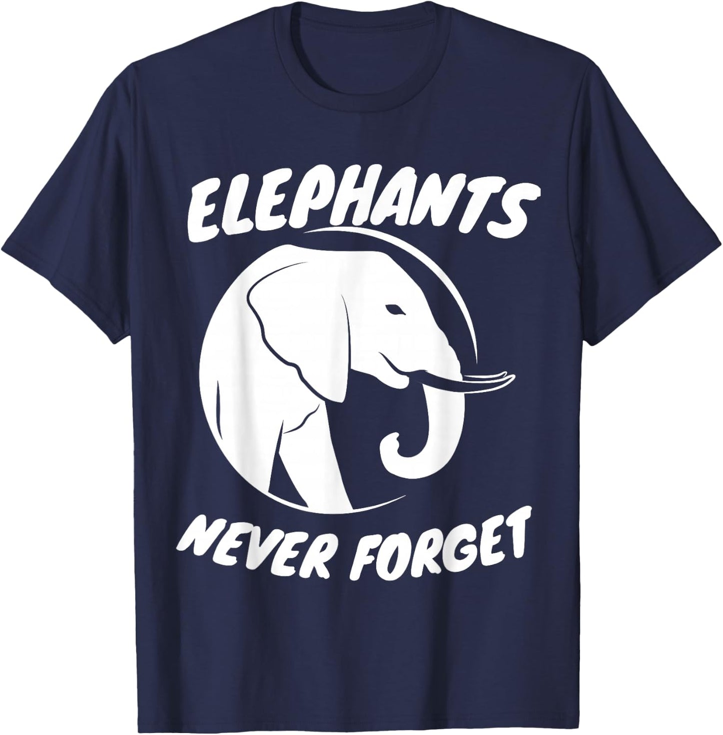 Cool Elephants Never Forget Elephant Silhouette Retro T-Shirt - T-Shirt | Navy