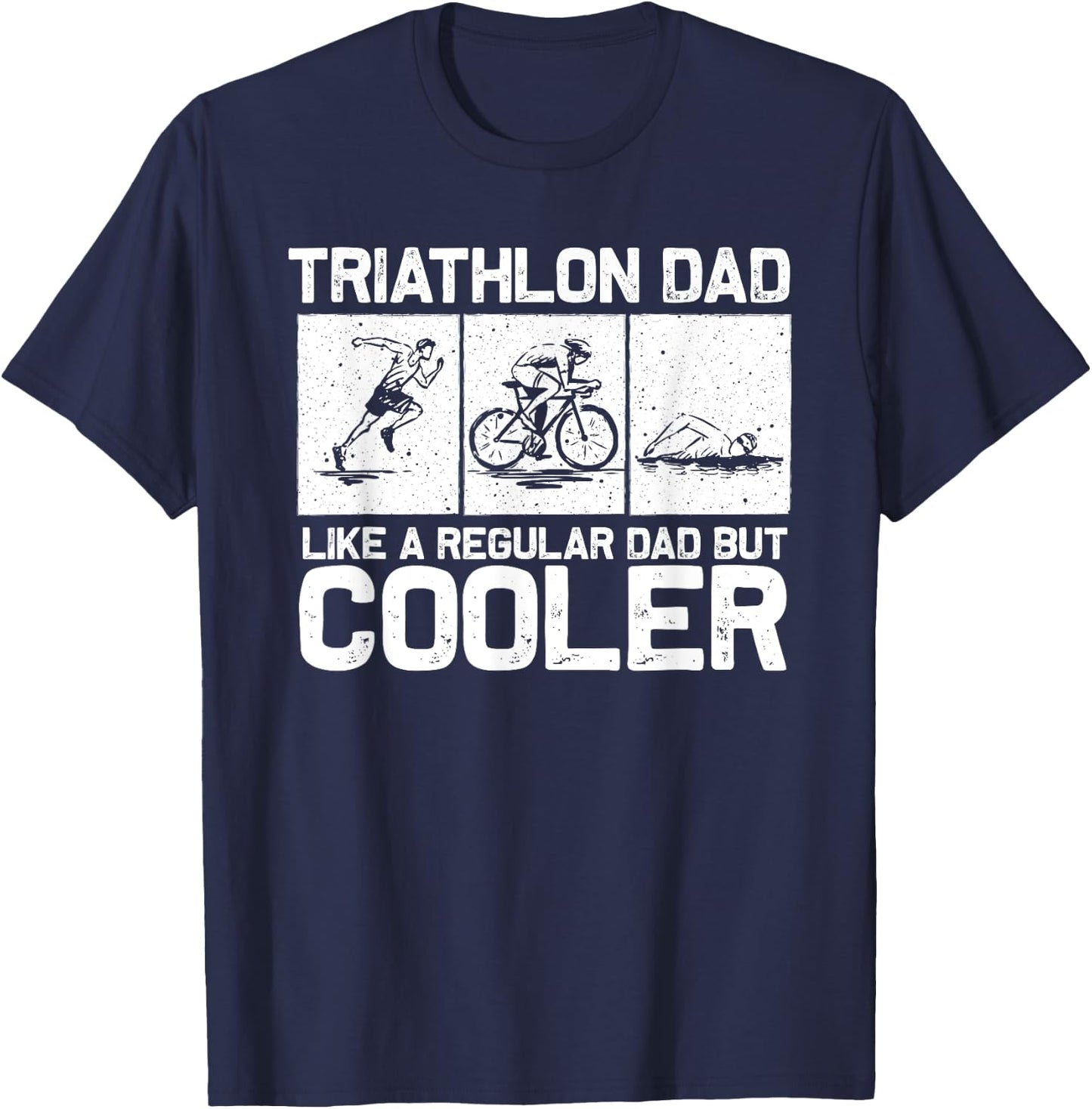 Funny Triathlon Design Dad Swim Bike Run Triathletes T-Shirt - T-Shirt | Navy