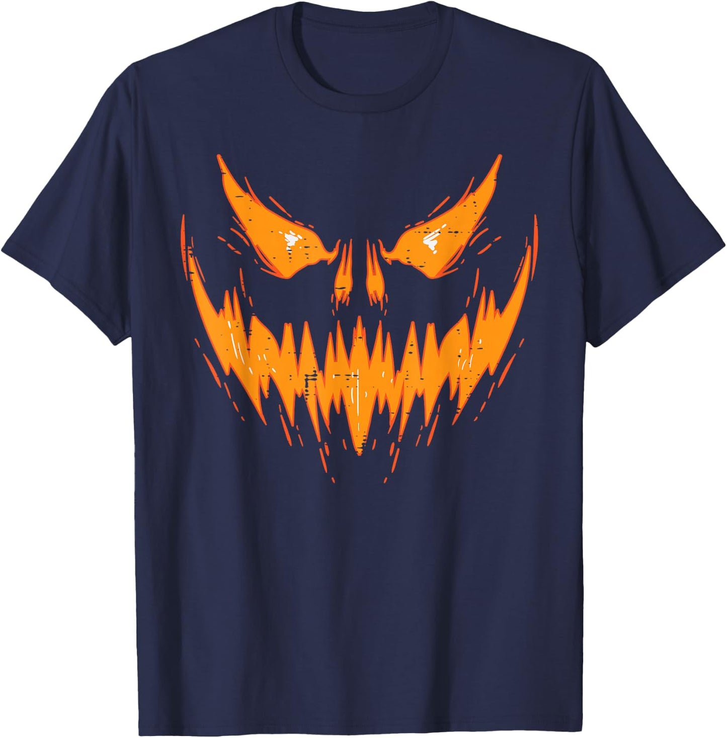 Scary Spooky Jack O Lantern Face Pumpkin Halloween Men Boys T-Shirt - T-Shirt | Navy