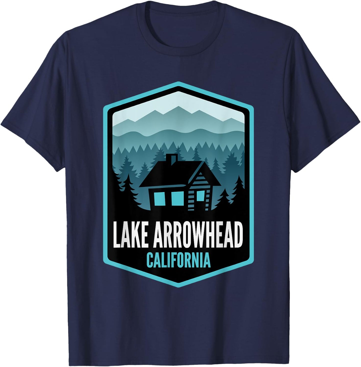 Lake Arrowhead California Mountain Town Cabin T-Shirt - T-Shirt | Navy