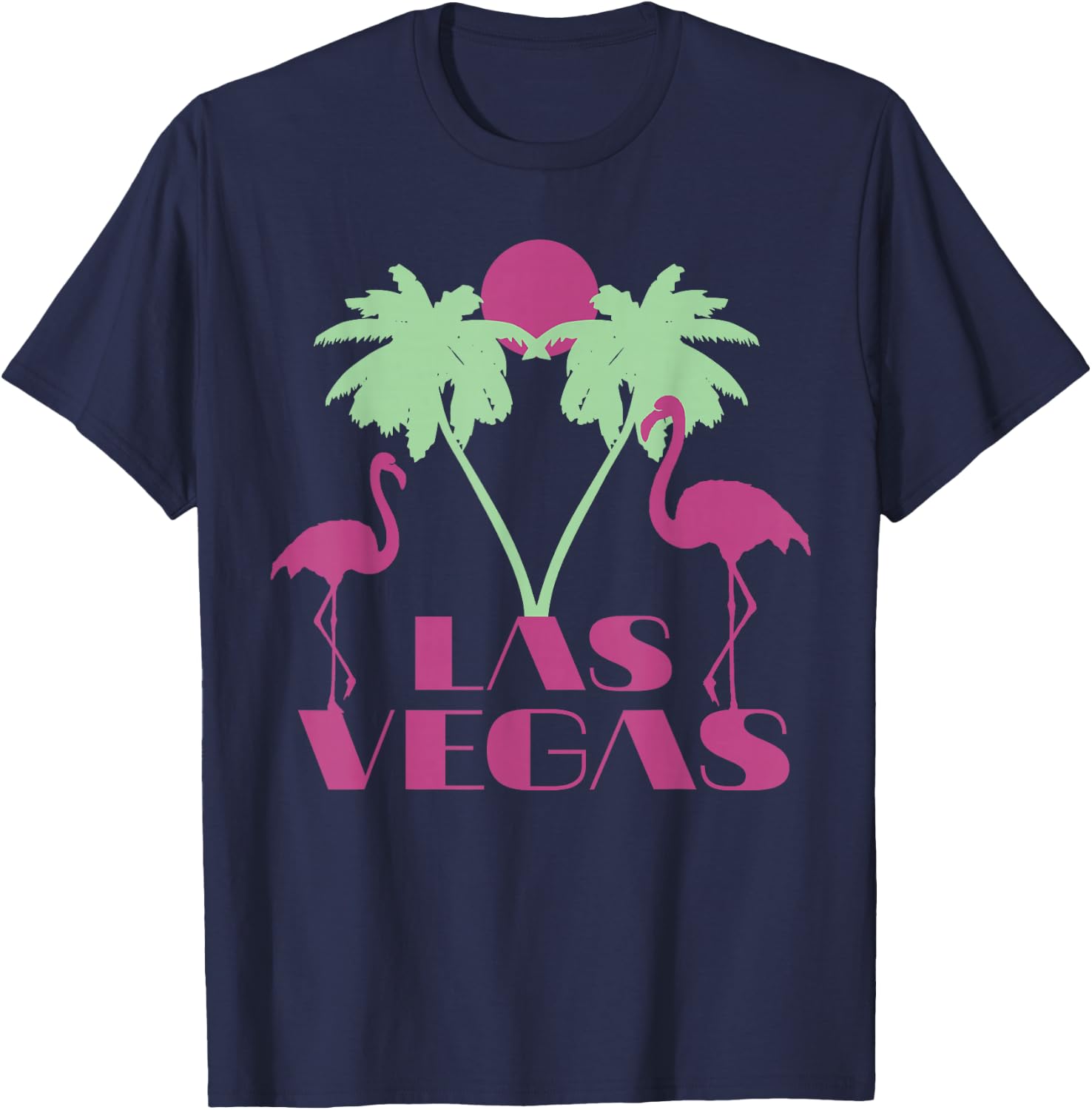 Las Vegas Nevada Retro Vintage Flamingo Palm Souvenir T-Shirt - T-Shirt | Navy