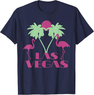 Las Vegas Nevada Retro Vintage Flamingo Palm Souvenir T-Shirt - T-Shirt | Navy