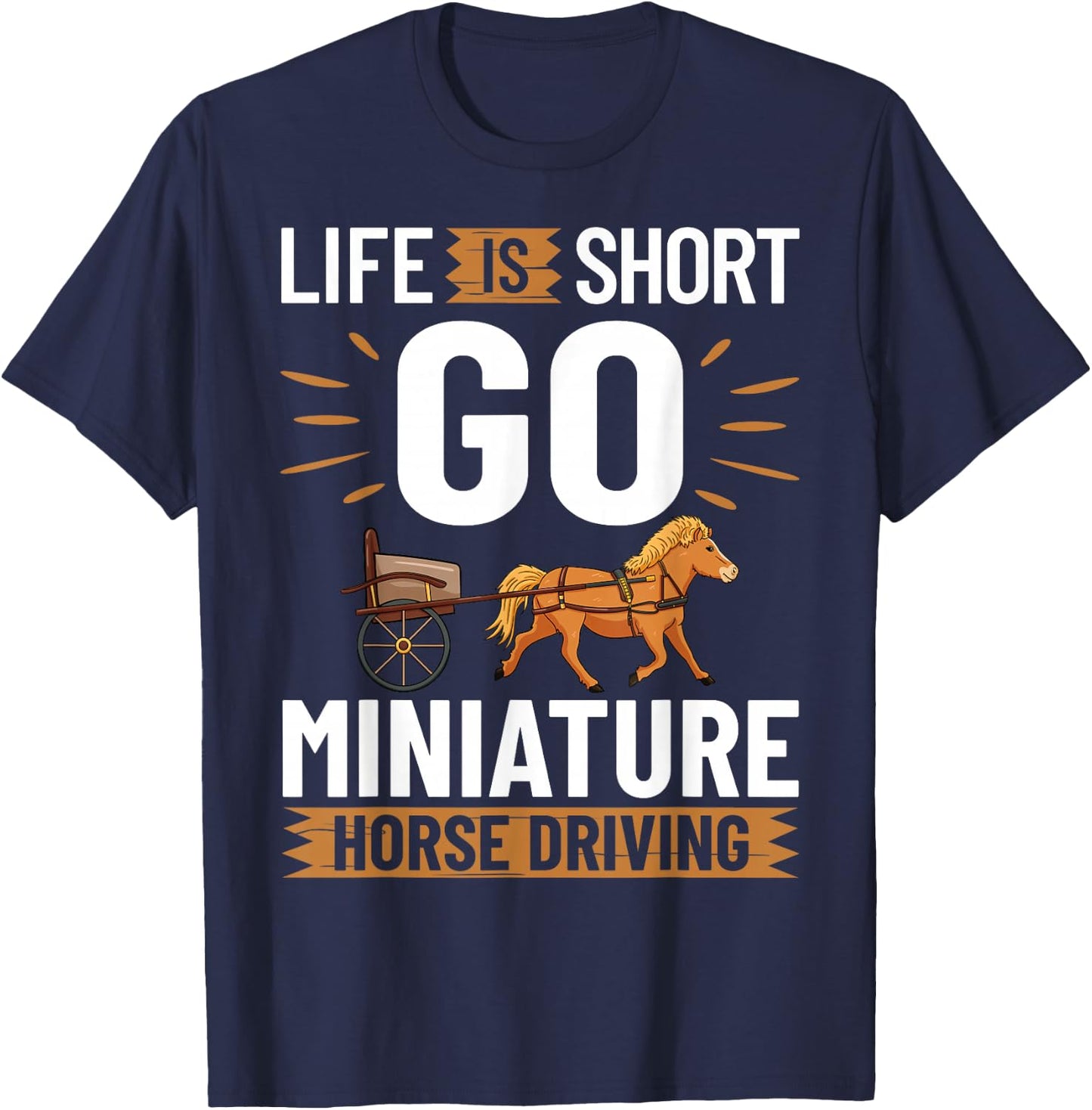 Miniature Horse Driving Cart Saddle Wagon Mini Horse T-Shirt - T-Shirt | Navy
