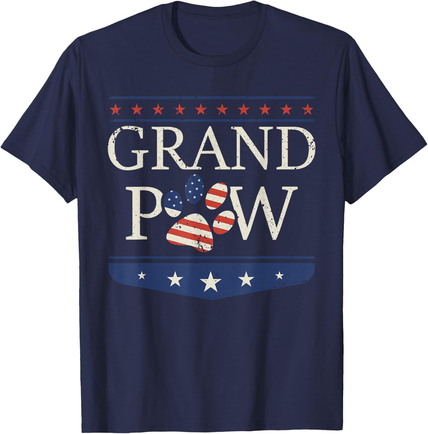 Grandpaw - Dog Grandpa Father's Day Grandkids Patriotic T-Shirt - T-Shirt | Navy