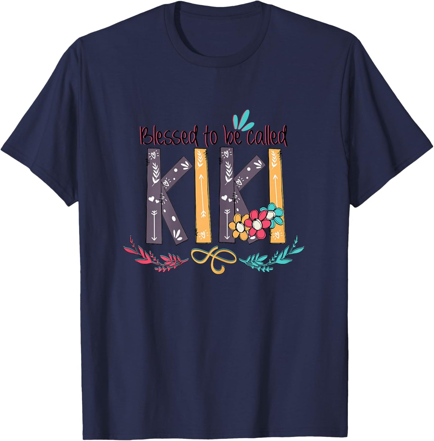 Blessed to be called Kiki Colorful Gifts Grandma T-Shirt - T-Shirt | Navy