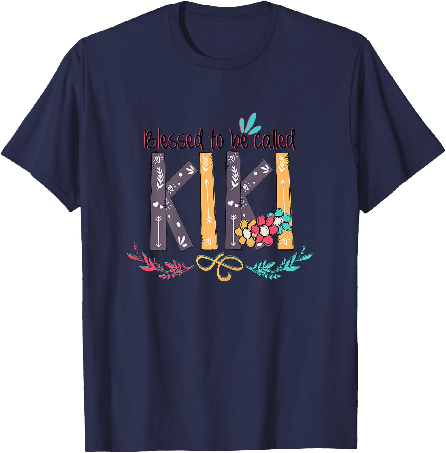 Blessed to be called Kiki Colorful Gifts Grandma T-Shirt - T-Shirt | Navy
