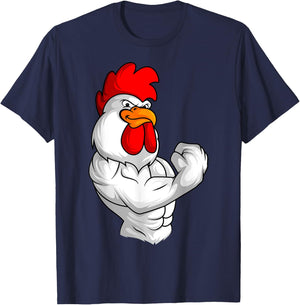 Rooster Chicken Fitness Training Bodybuilder Muscle T-Shirt - T-Shirt | Navy