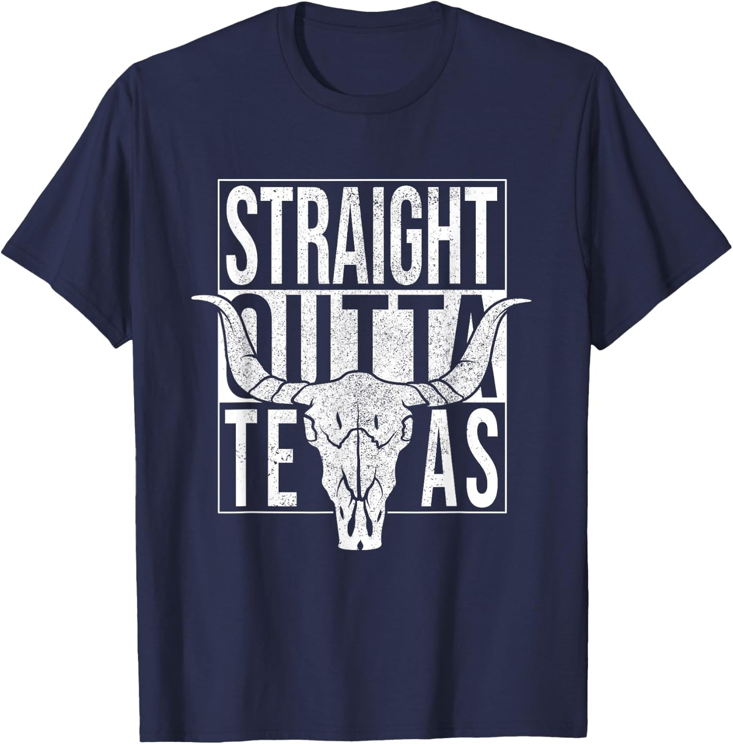 Straight Outta Texas Longhorn Cowboy and Rodeo T-Shirt - T-Shirt | Navy