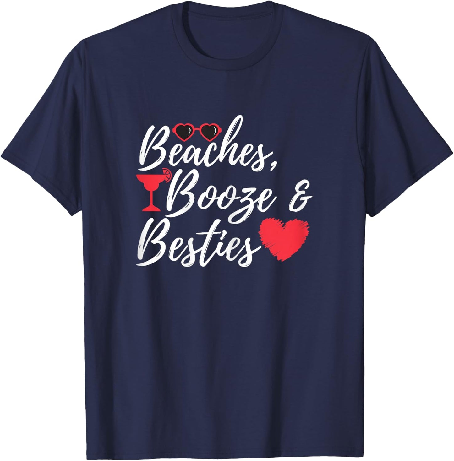 Beaches Booze & Besties - Weekend Hen Night T-Shirt - T-Shirt | Navy