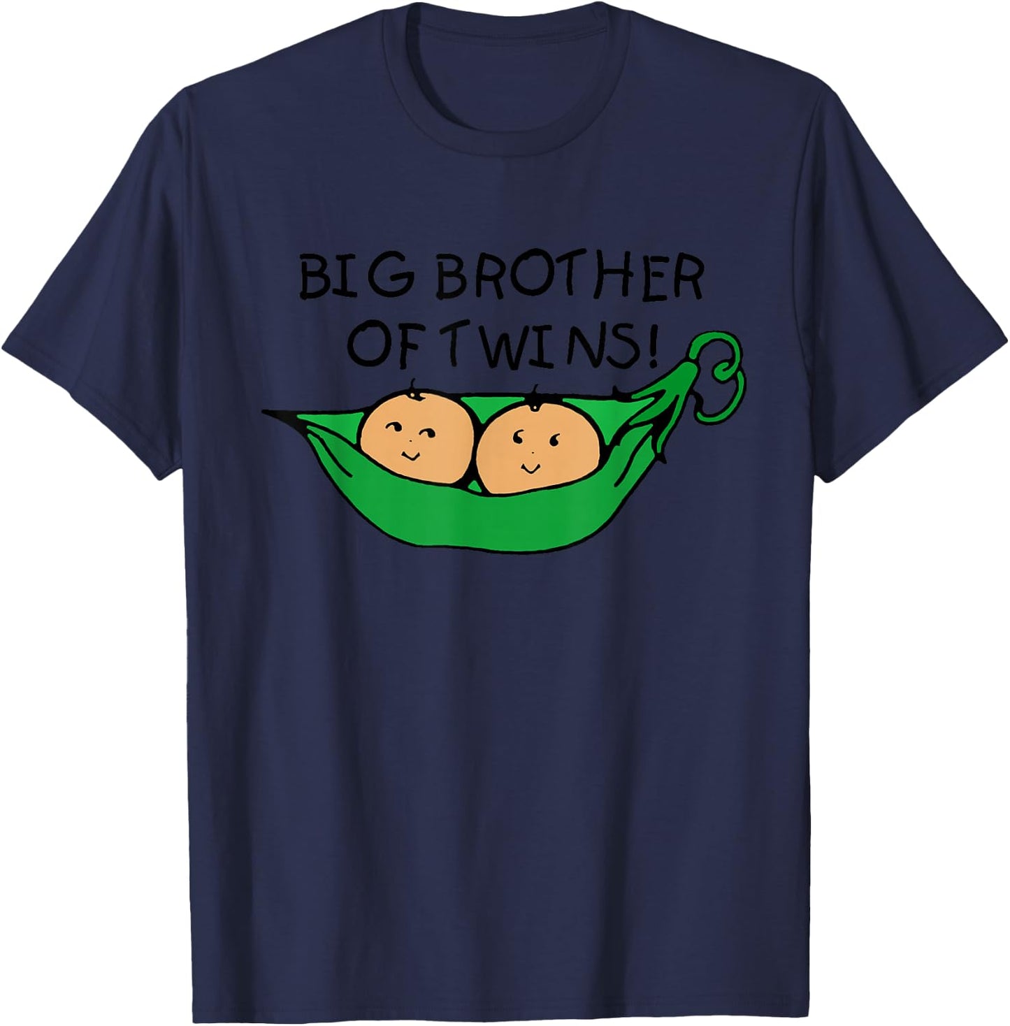 Big Brother of Twins Two Peas in a Pod T-Shirt - T-Shirt | Navy
